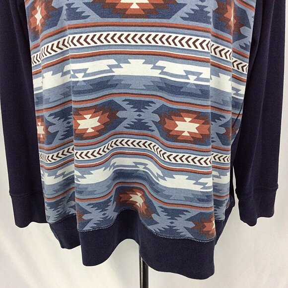 Eddie Bauer Legend Wash Sweatshirt Top Womens Size 2XL Navy Blue Aztec Western - Picture 6 of 9